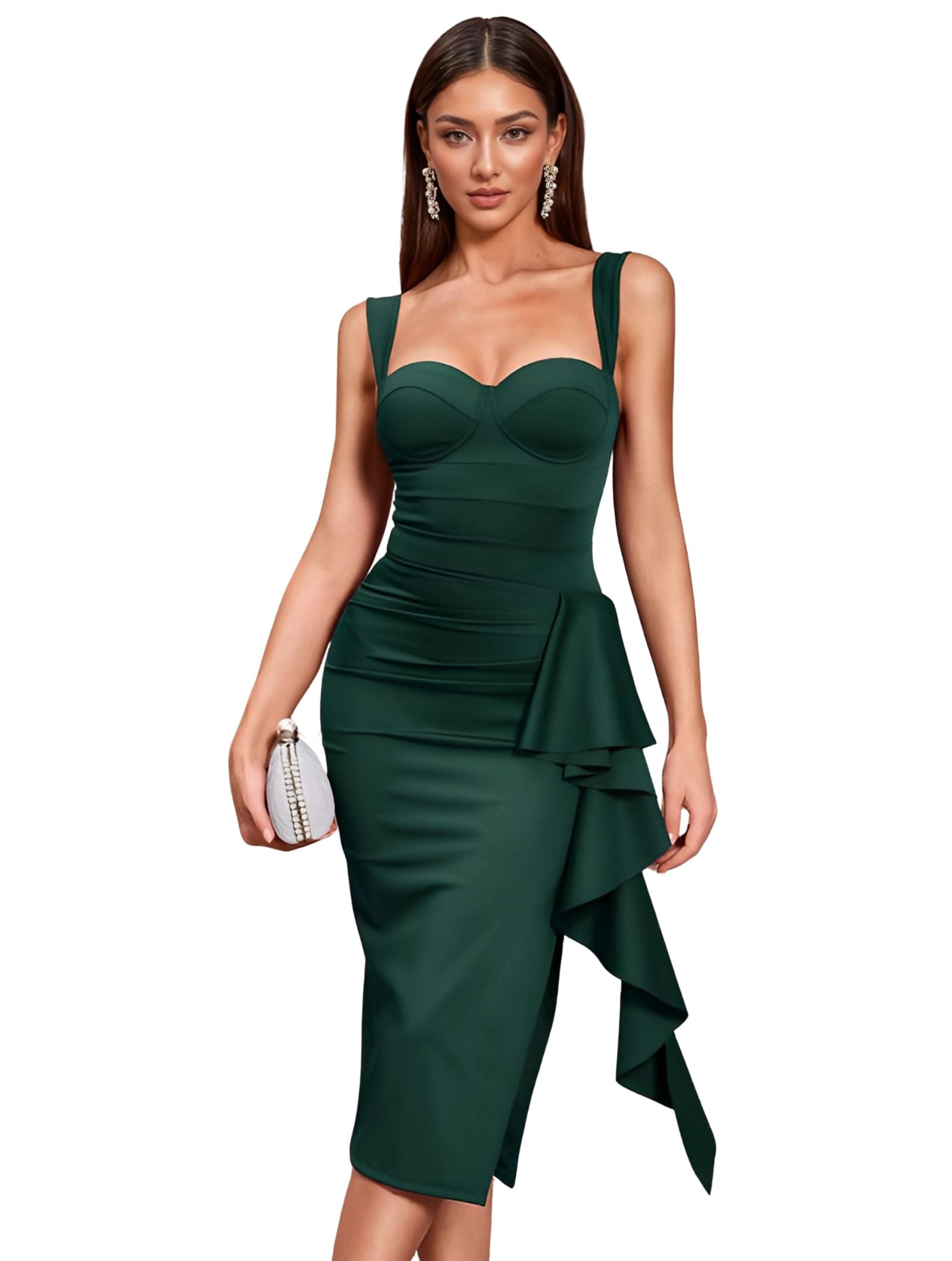 Sculpt Ruffle Midi Dress