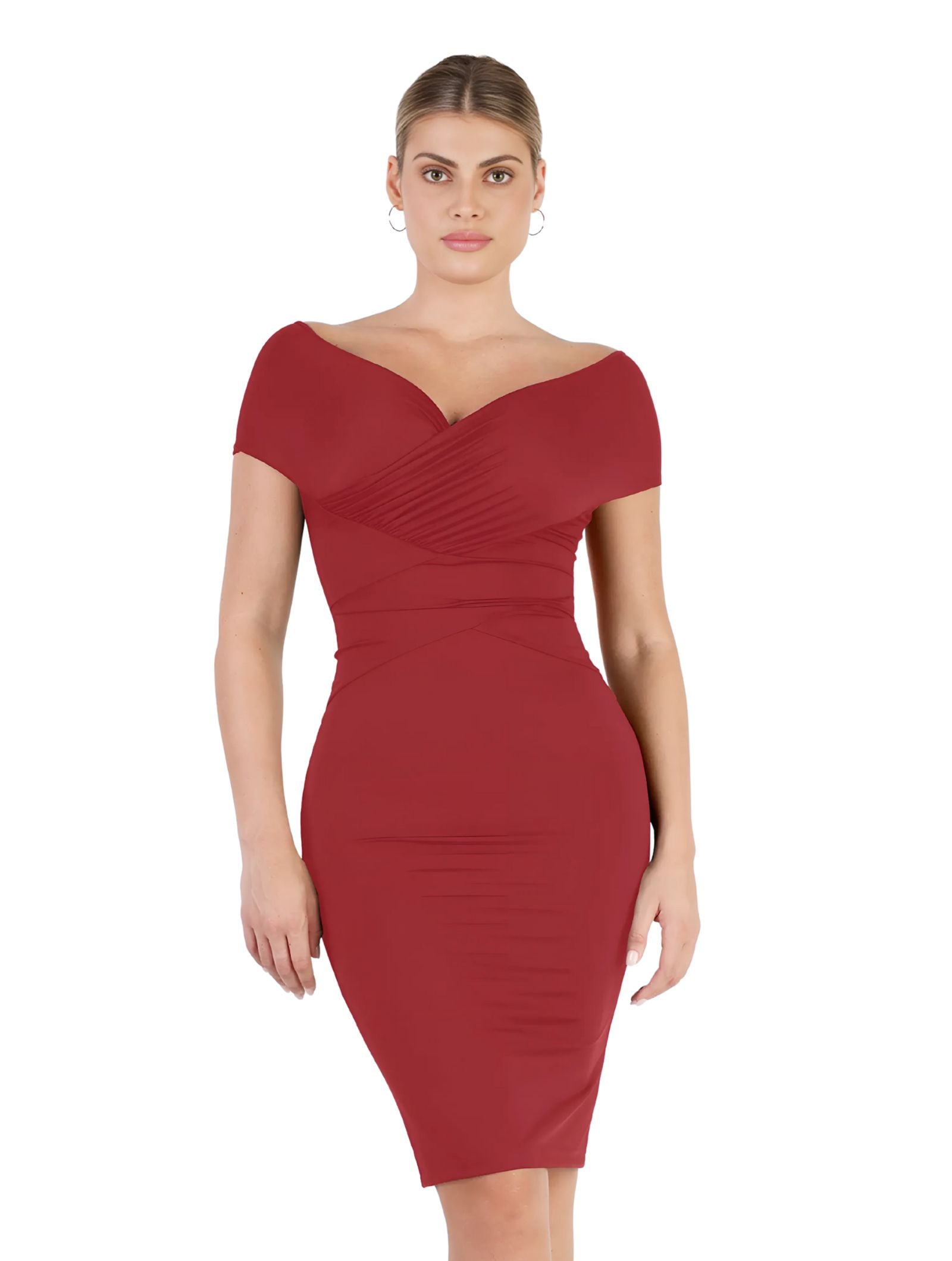 Snatch Ruched Off Shoulder Dress